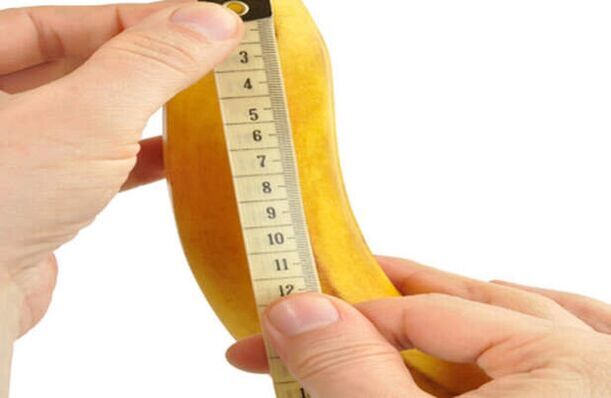 medir o pene antes da ampliación usando o exemplo dunha banana